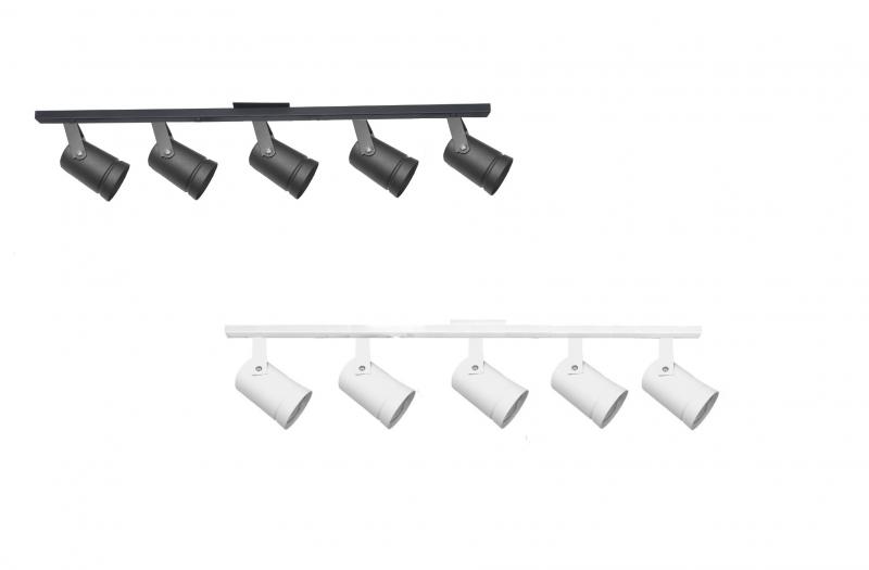 Base Riel 5 Spot Recto Blanco / Negro Dicroica Led 7w