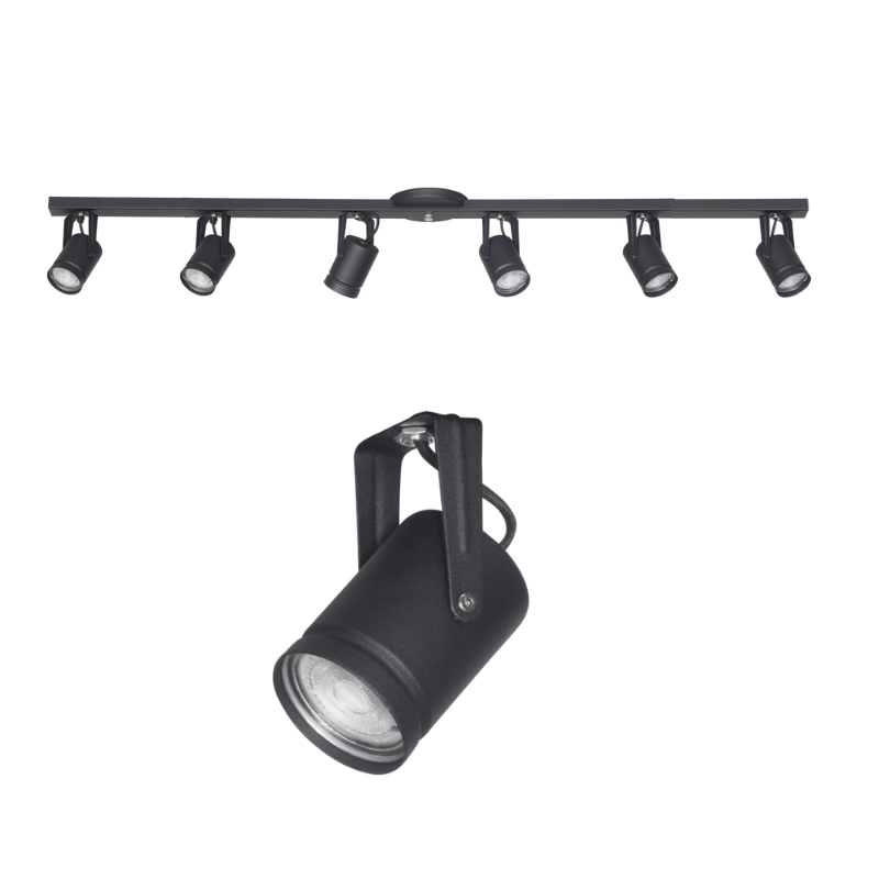 Aplique Barral 6 Spot Rectos Blanco Negro Dicroica Led 7w